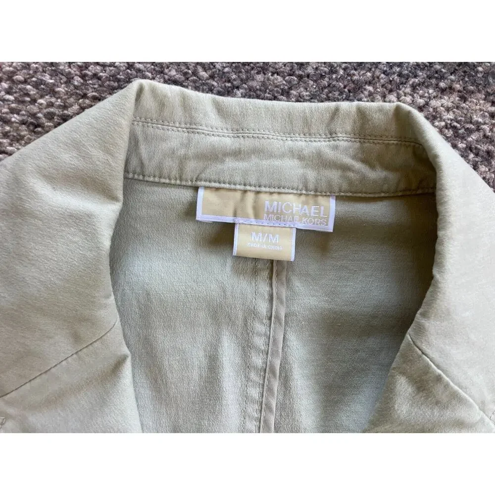 Womens Sz Medium MICHAEL KORS‎ Beige Blazer Jacket Long Sleeve Front Pockets